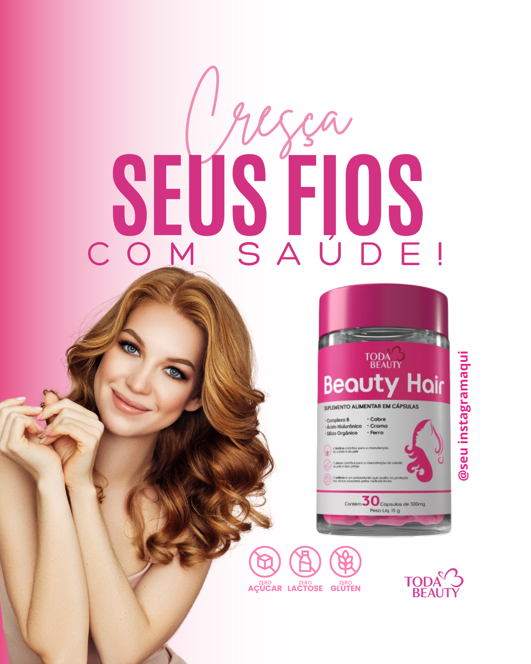 Biotina B1 B2 B6 B12 Vitamina C 500mg Cabelo E Unhas Fortes Sem Sabor - Beauty Hair - Imagem 6