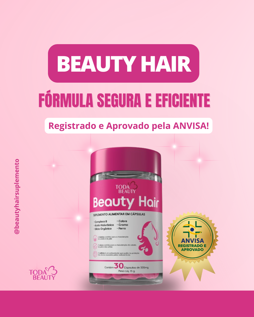 Biotina B1 B2 B6 B12 Vitamina C 500mg Cabelo E Unhas Fortes Sem Sabor - Beauty Hair - Imagem 4